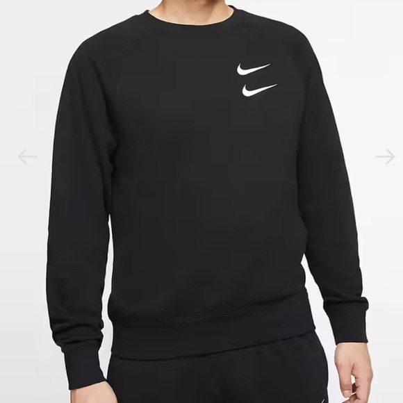 Nike Double Swoosh Crewneck Sweatshirt Black Red Mens Medium - Picture 1 of 7